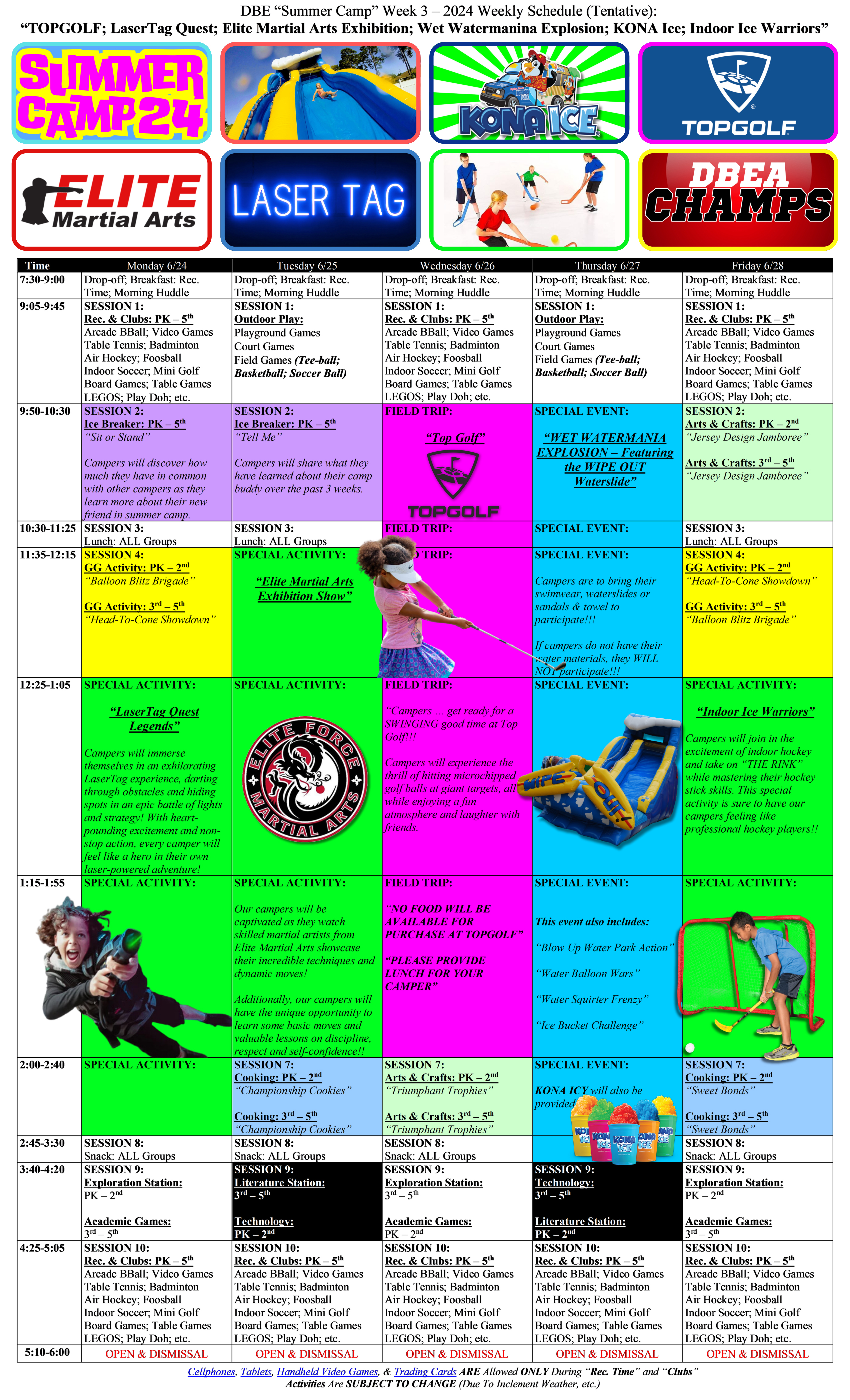 DBEA CHAMPS Week 3 Schedule